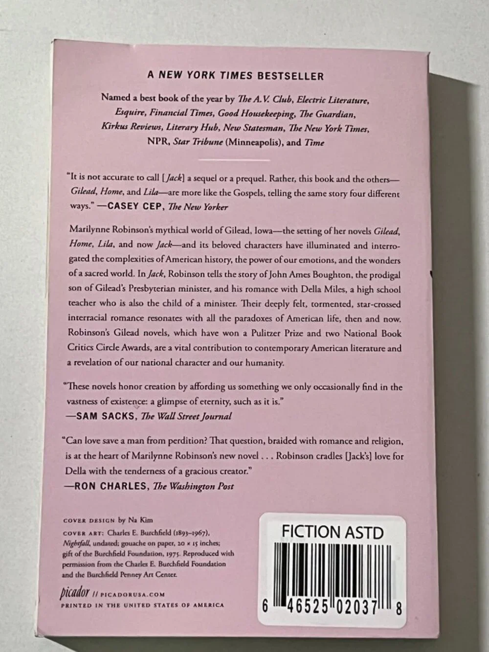 Jack by Marilynne Robinson Oprah's Book Club Paperback Literary Fiction
